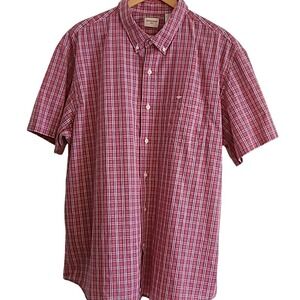 DOCKERS Button Down Shirt Mens XXL Red Plaid Excellent Short Sleeve Casual Top